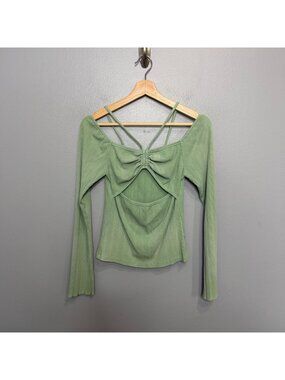 R.G. KANE green ribbed halter top size S